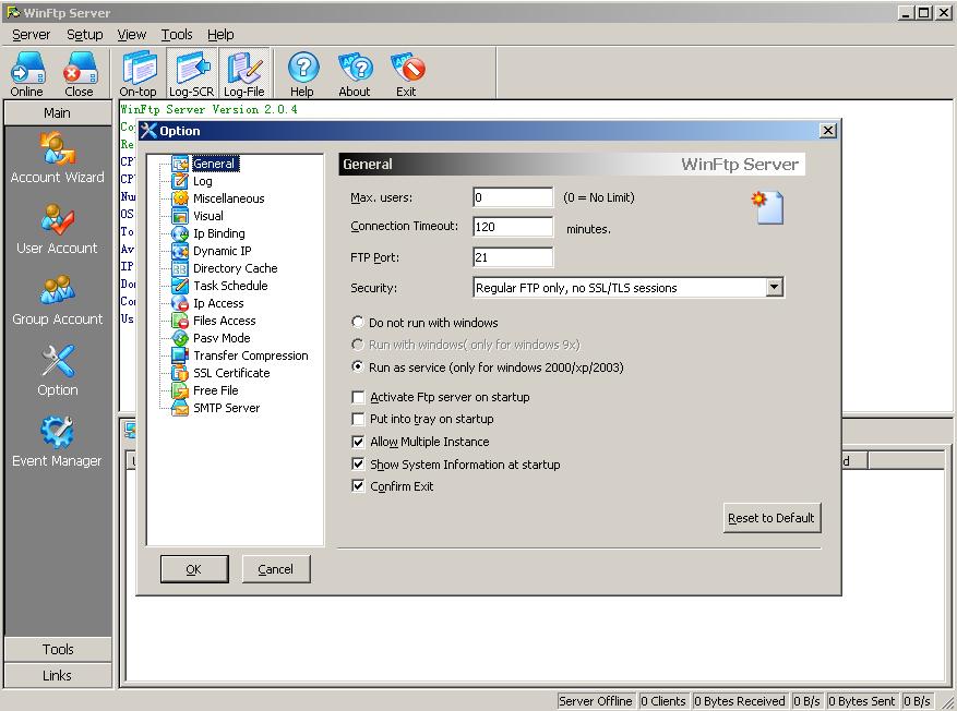 WinFtp Server screen shot