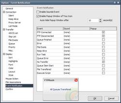 Options - Event Notification with Popup Sample